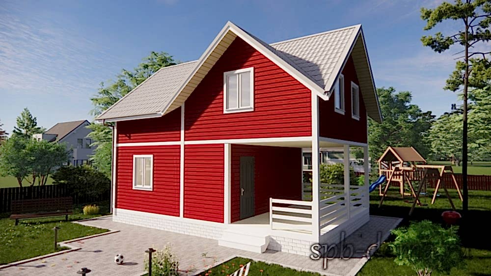 Каркасный дом 6х9 м «Брусничное»