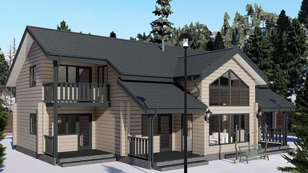 Проект дома из профилированного бруса 12,0 х 14,0 м «Суходолье»