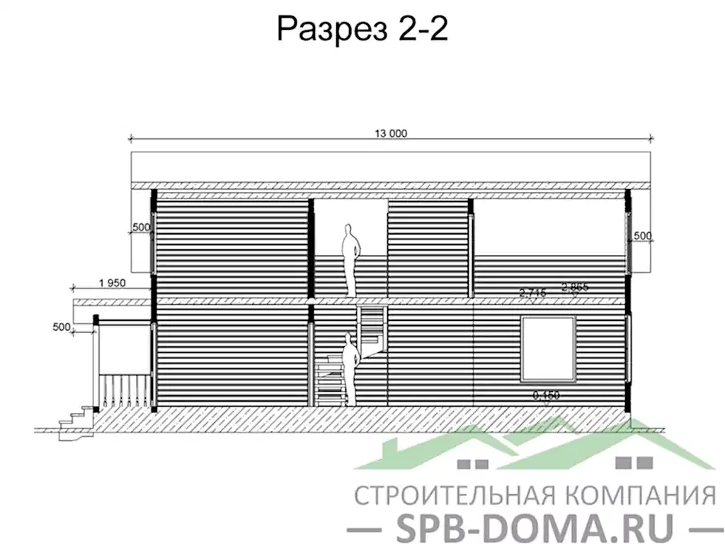 Сруб дома из профилированного бруса 9х12 м «Гатчина»