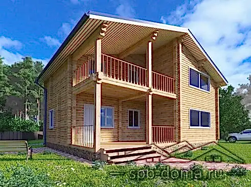 Проект коттеджа из профилированного бруса 10,8х8 м «Первомайское»