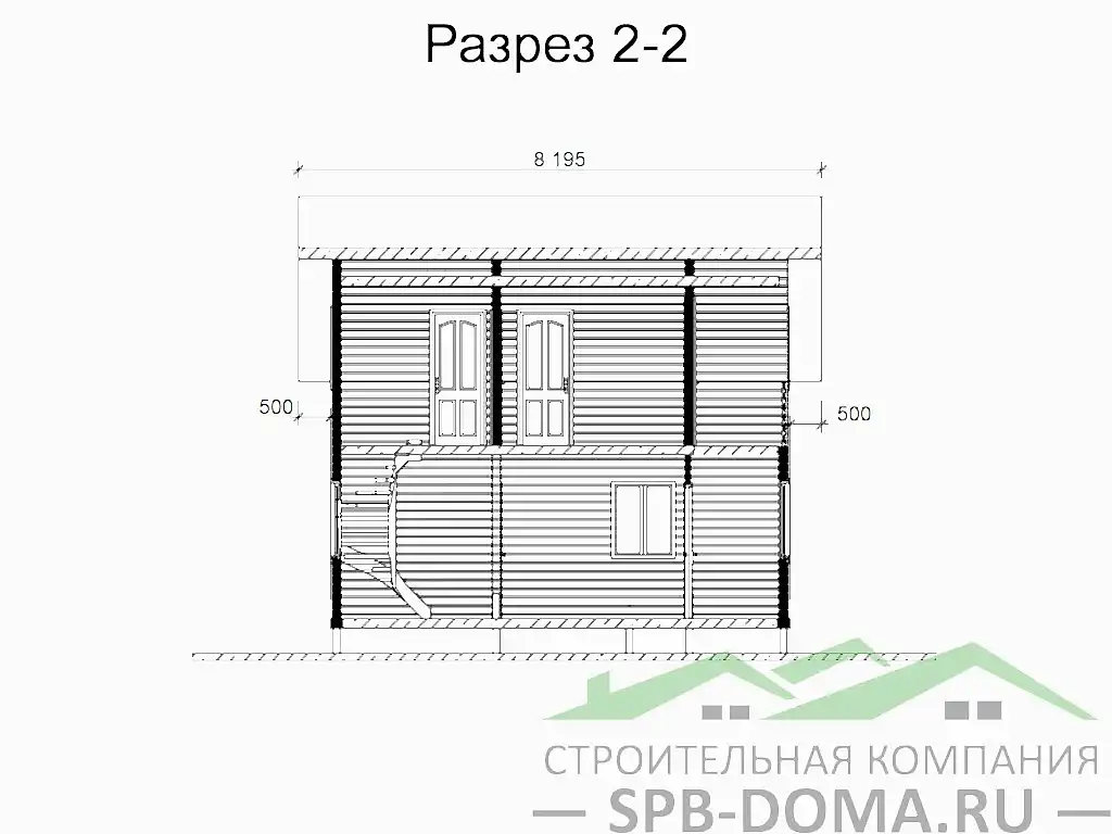 Сруб дома из профилированного бруса 7х9 м «Лесколово»