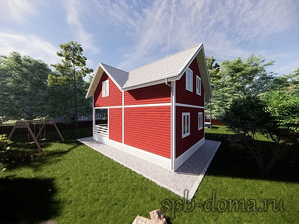 Каркасный дом 6х9 м «Брусничное»