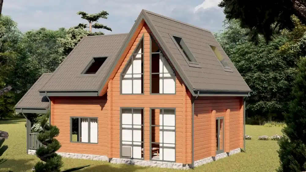 Проект дома из профилированного бруса 8 х 9 м «Назино»