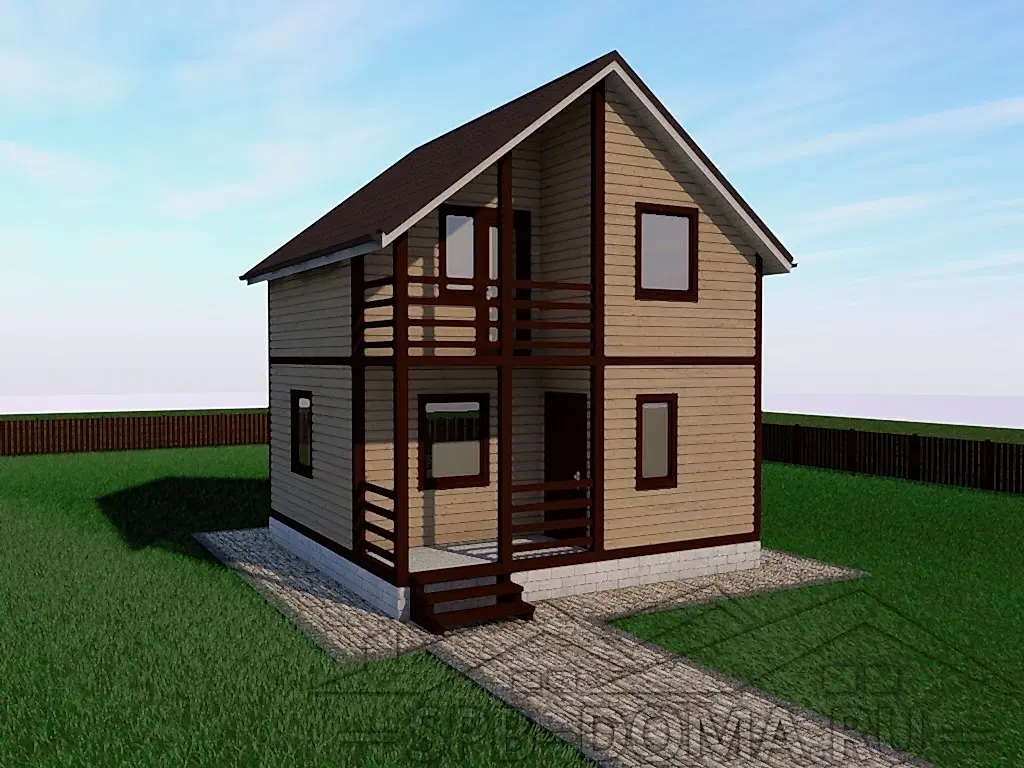 Сруб дома из профилированного бруса 6х6 м «Луга»