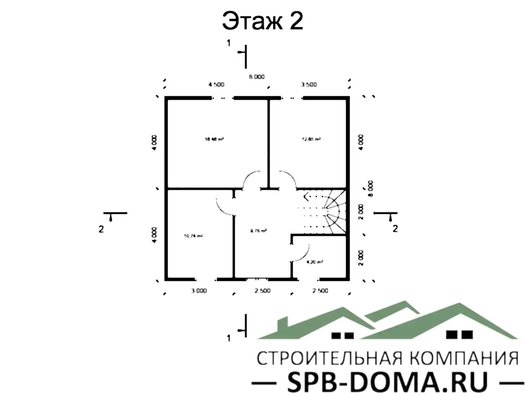 Проект дома из профилированного бруса 8,0 х 8,0 м «Копорье» Проект дома из профилированного бруса 8,0 х 8,0 м «Копорье»
