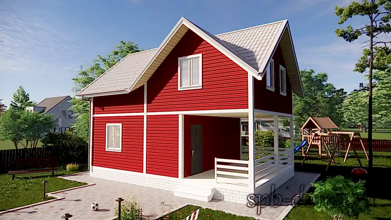 Каркасный дом 6х9 м «Брусничное»