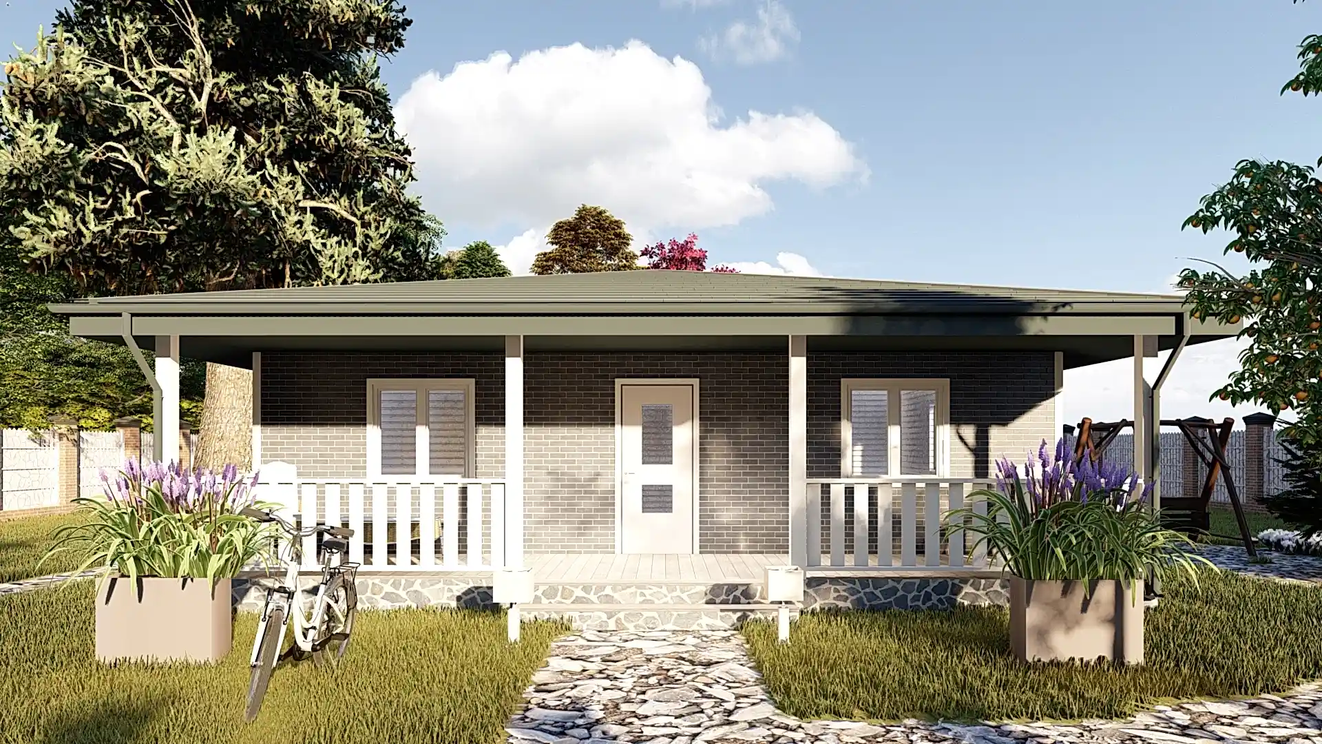 Каркасный дом 8,5х10 м «Зеленый холм»