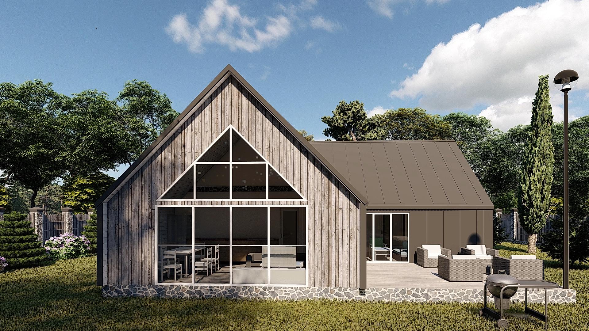 Каркасный дом 12х12 м «Барн-3»