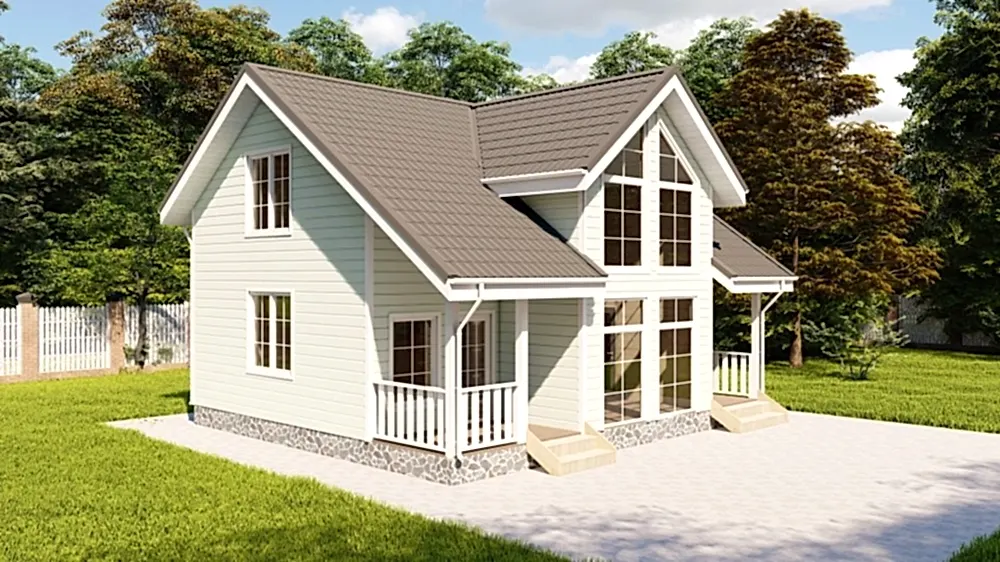 Каркасный дом 8х9 м «Орехово-2»