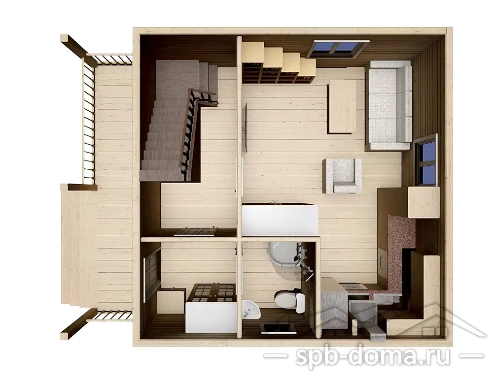 Проект дома из профилированного бруса 6,0 х 7,5 м «Приладожский»