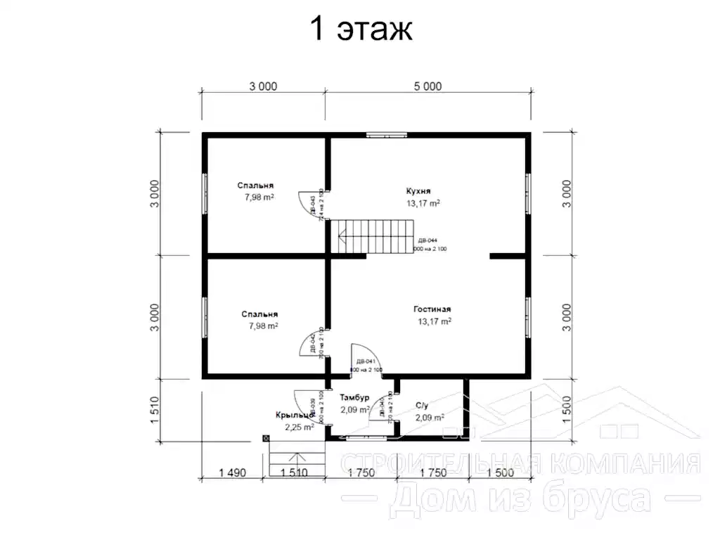 Сруб дома из профилированного бруса 7,5х8 м «Юкки»
