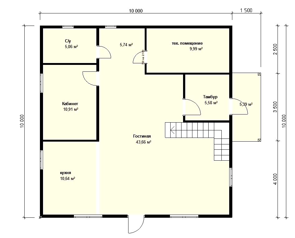 Каркасный дом 10х10 м «Молодежное» Каркасный дом 10х10 м «Молодежное»