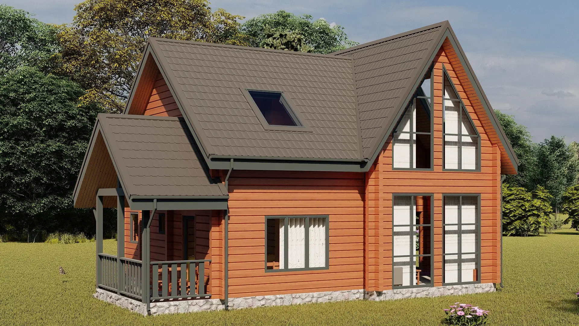 Проект дома из профилированного бруса 8 х 9 м «Назино»
