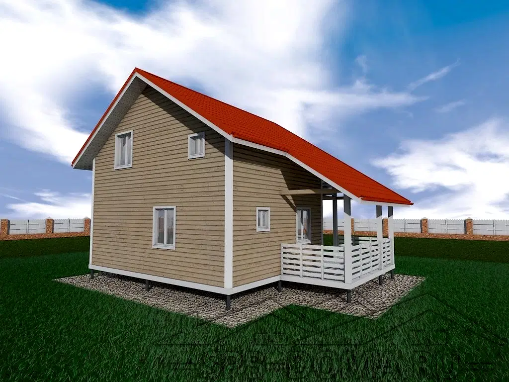 Сруб дома из профилированного бруса 7х9 м «Лесколово»