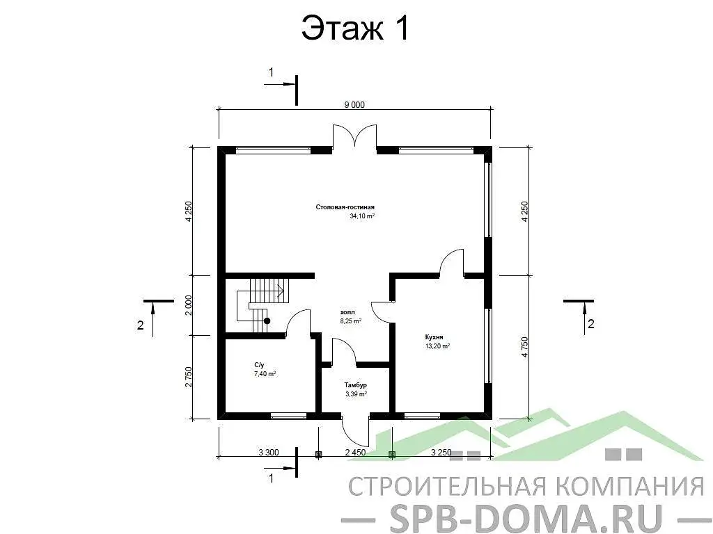 Сруб дома из профилированного бруса 9х9 м «Дивенский»
