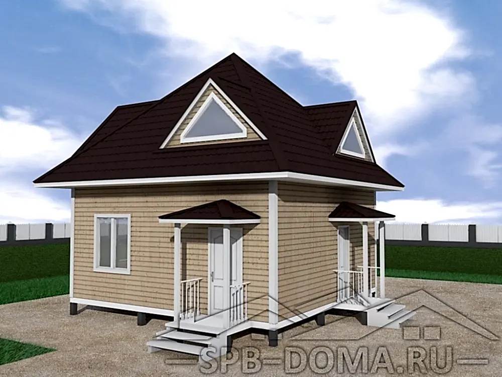 Сруб дома из профилированного бруса 7,0 х 7,0 м «Оржицы-2»