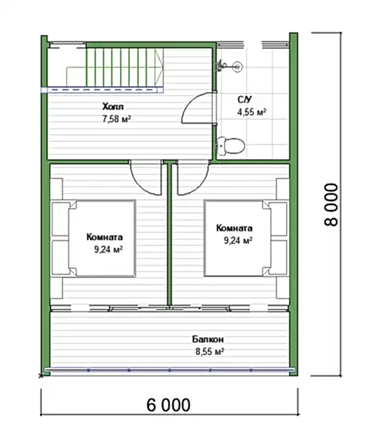 Каркасный дом 6х8 м «Барн-5»