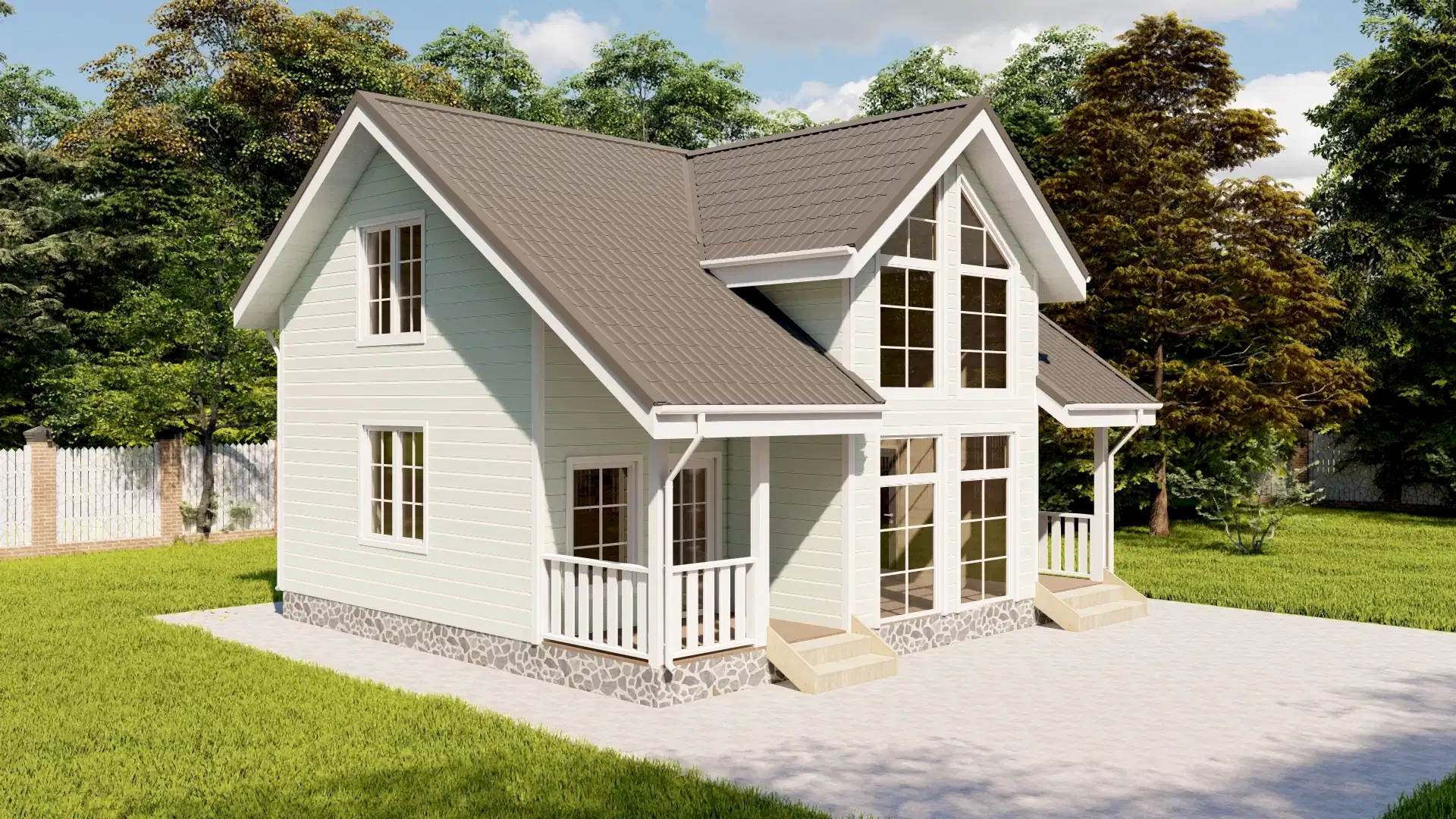 Каркасный дом 8х9 м «Орехово-2»