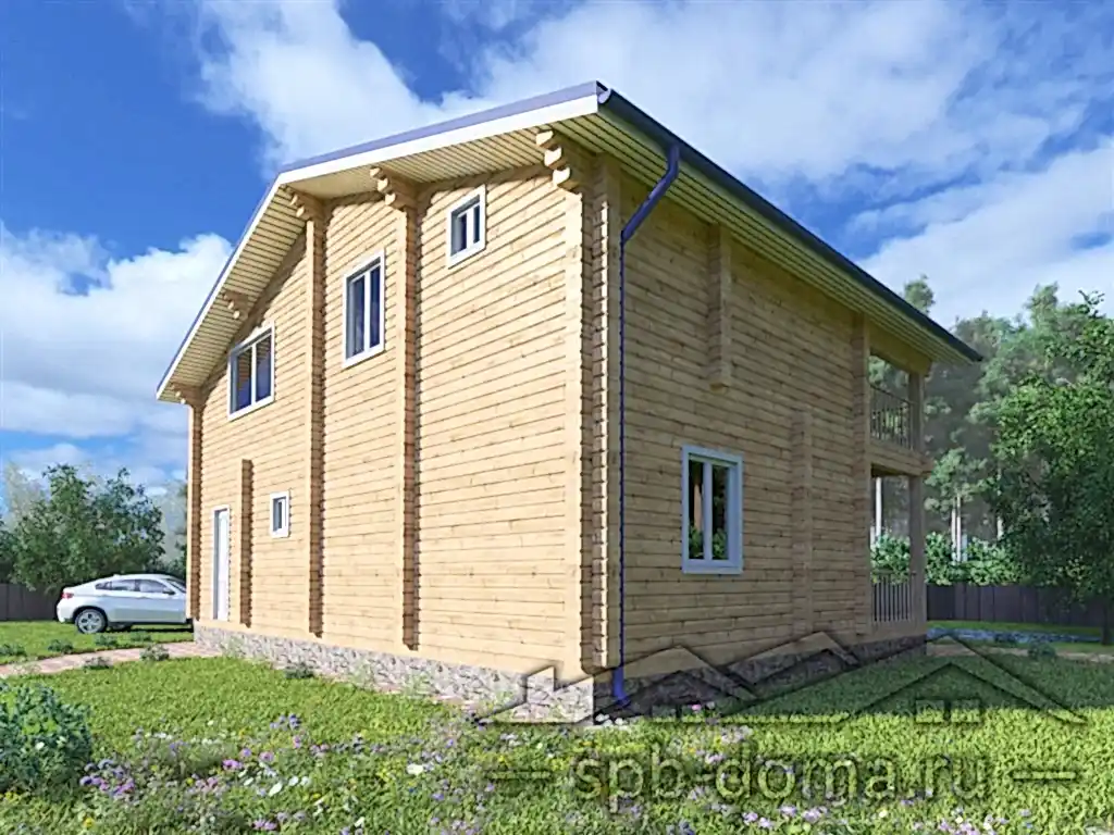 Проект коттеджа из профилированного бруса 10,8х8 м «Первомайское»