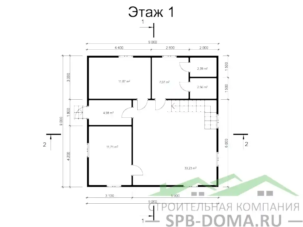 Сруб дома из профилированного бруса 9х9 м «Красное село»