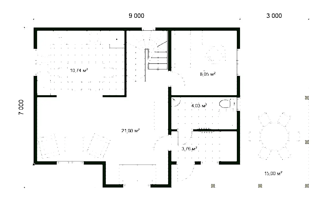 Каркасный дом 7х9 м «Песочное»