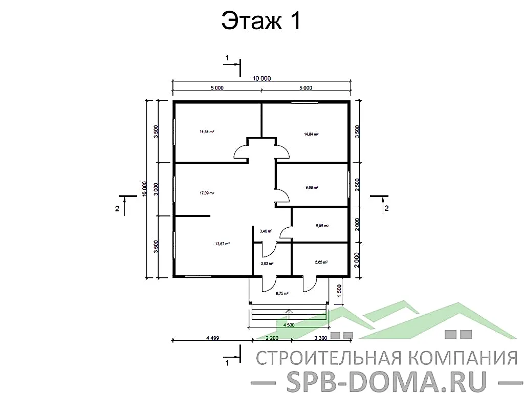 Сруб дома из профилированного бруса 10х10 м «Рябово» Сруб дома из профилированного бруса 10х10 м «Рябово»