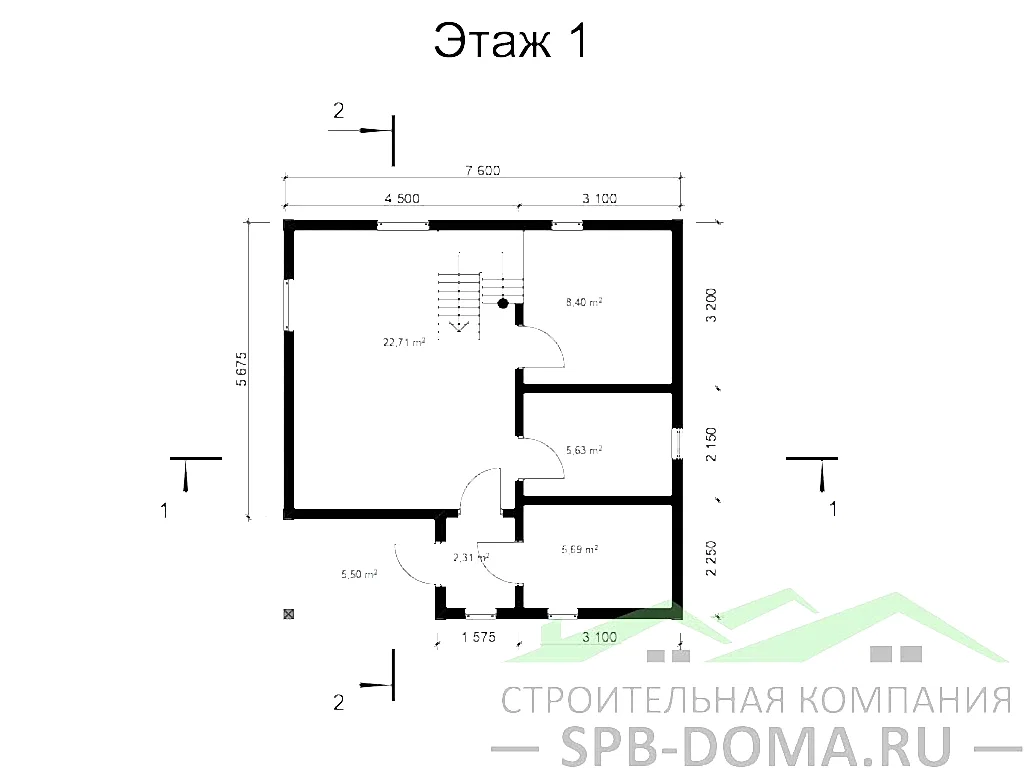 Сруб дома из профилированного бруса 8х8 м «Керро»