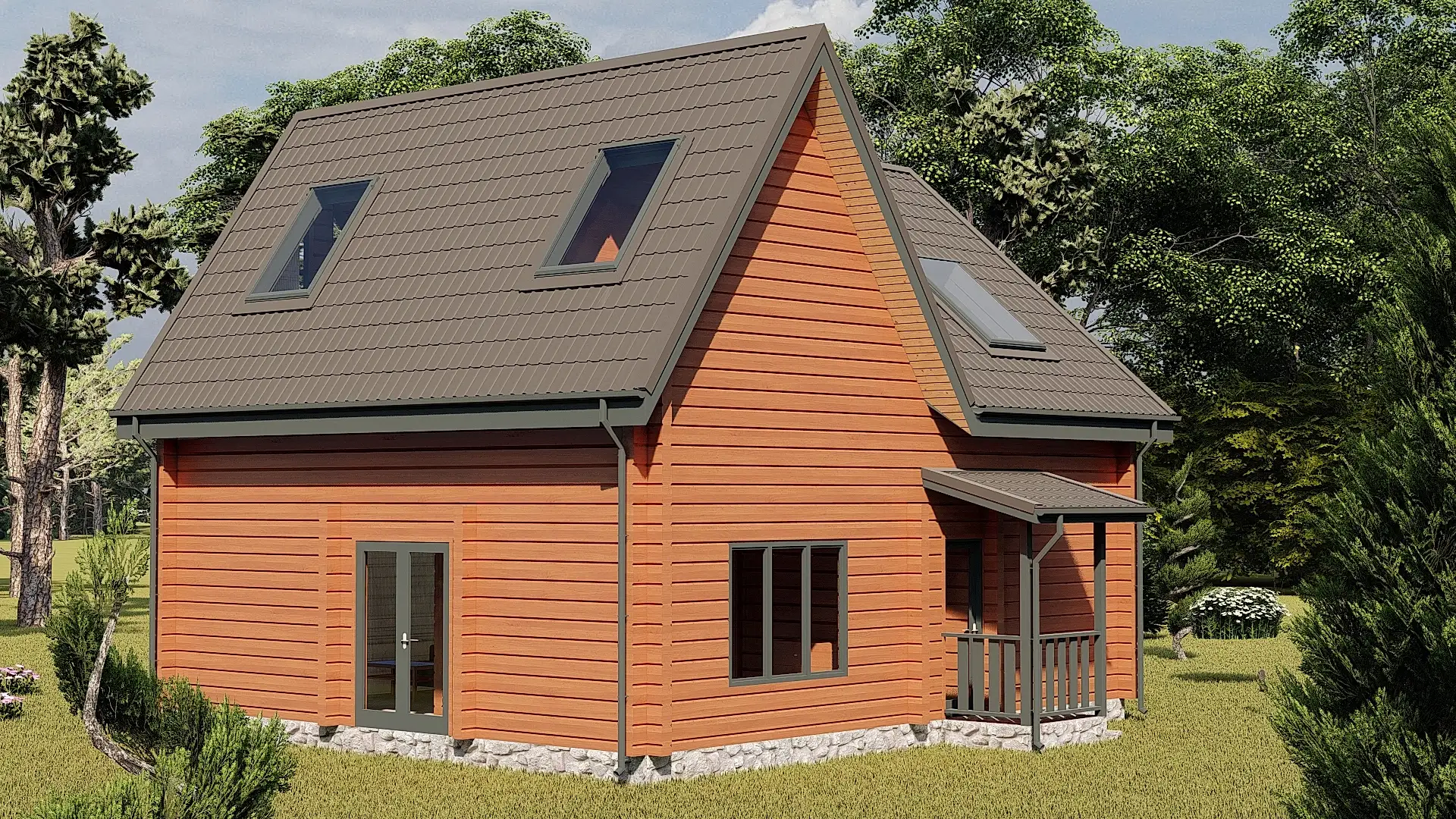 Проект дома из профилированного бруса 8 х 9 м «Назино»