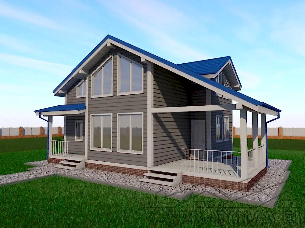 Проект дома из профилированного бруса 8,5 х 9,0 м «Репино»