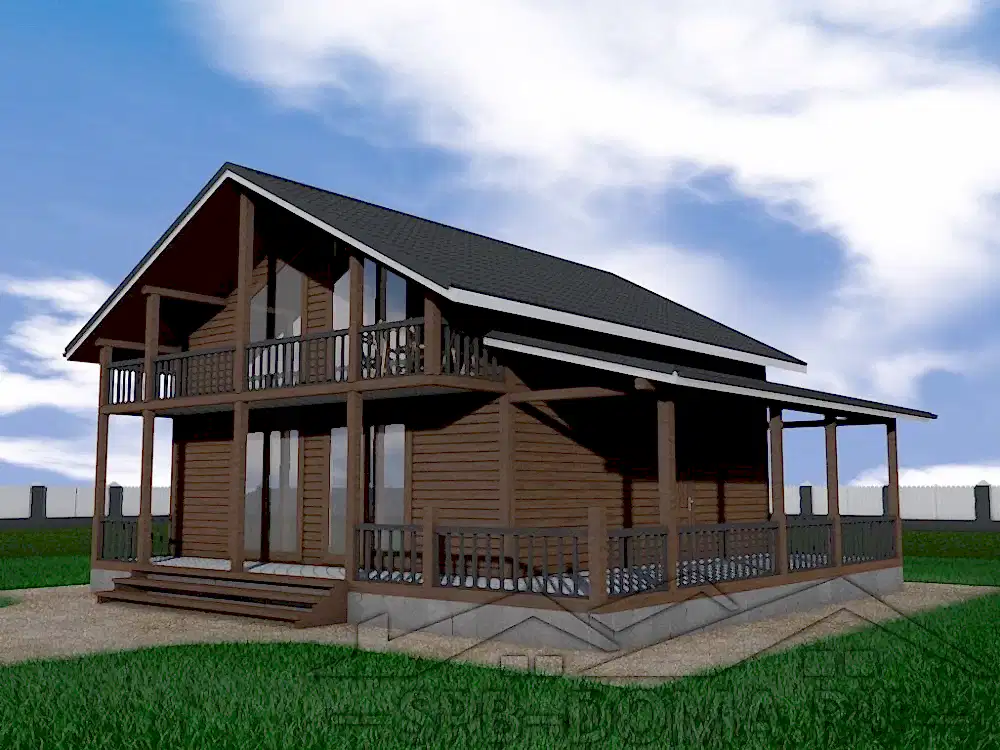 Сруб дома из профилированного бруса 8х8 м «Пулково»