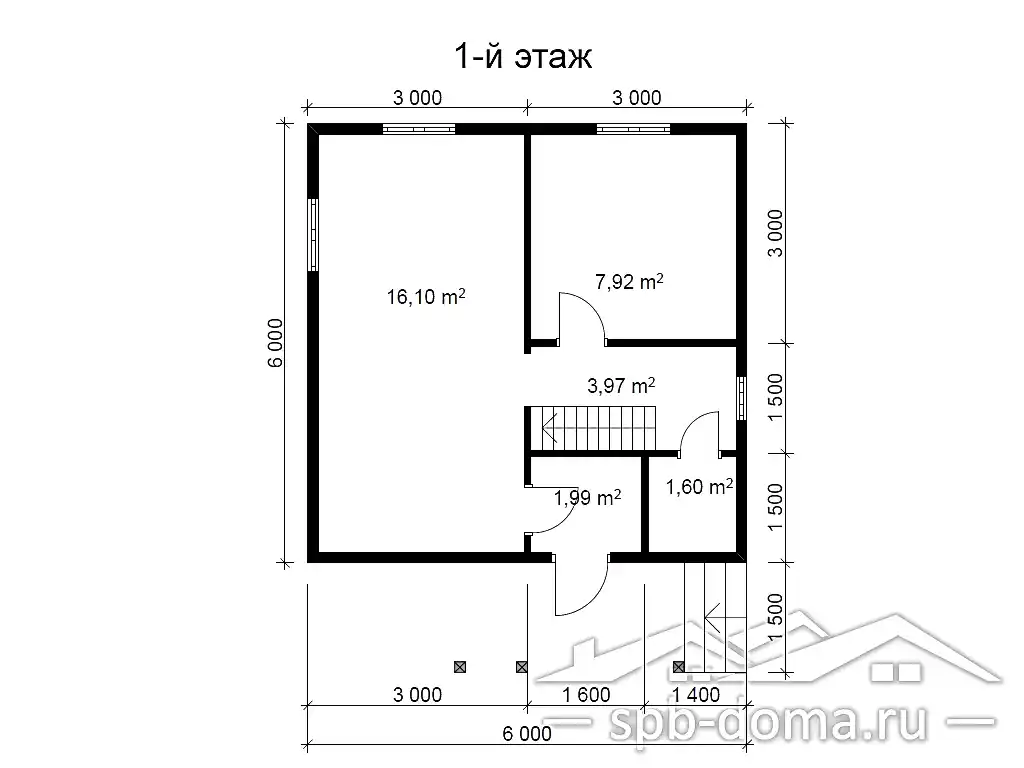 Сруб дома из профилированного бруса 6х6 м «Павловск»