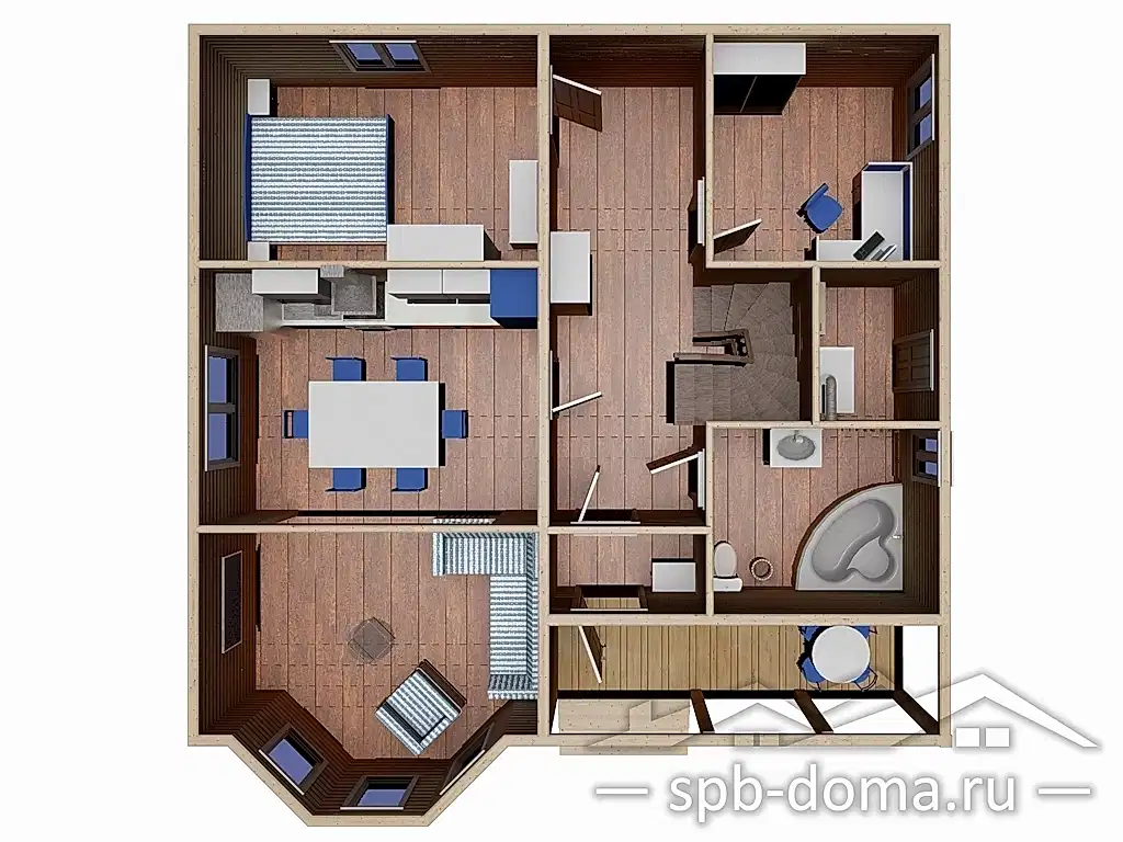 Сруб дома из профилированного бруса 9,5х10 м «Киварин ручей»