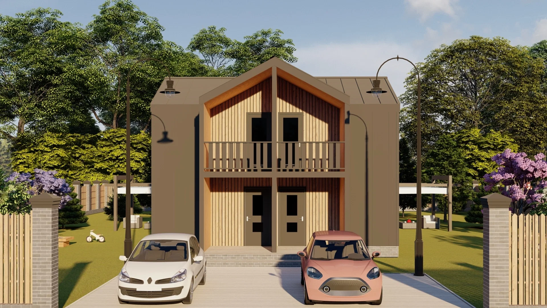 Каркасный дом 8х9 м «Дуплекс 3»