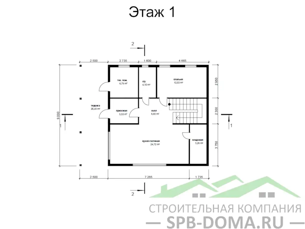 Сруб дома из профилированного бруса 9х12 м «Матокса»