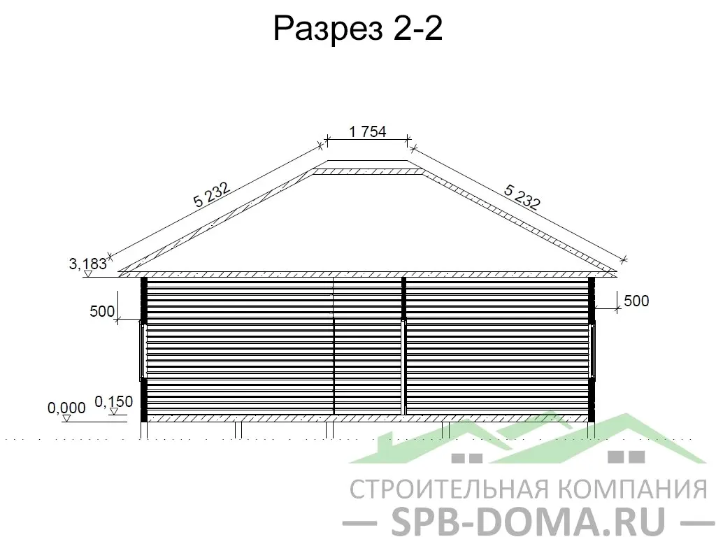 Сруб дома из профилированного бруса 10х10 м «Рябово» Сруб дома из профилированного бруса 10х10 м «Рябово»