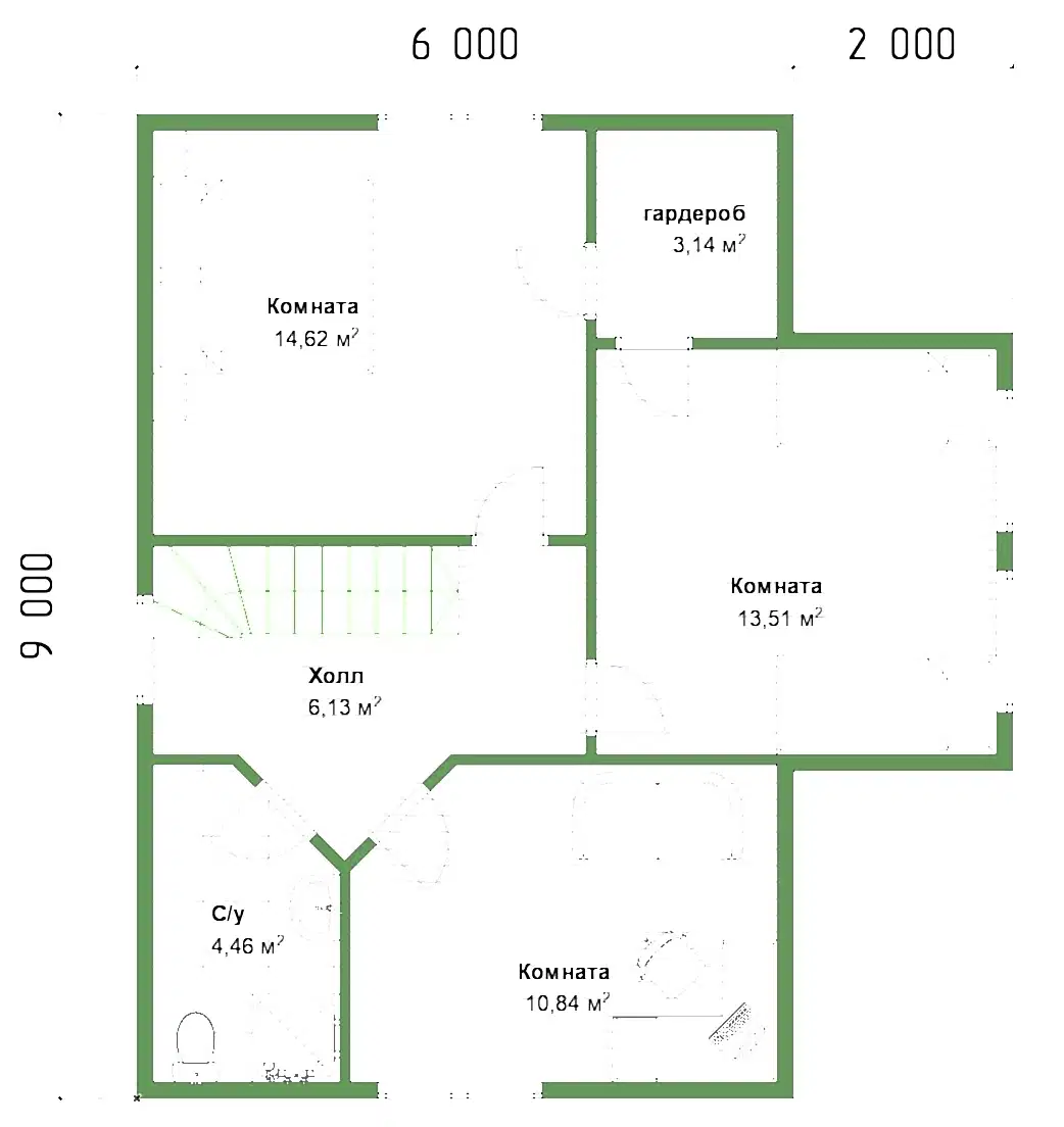 Каркасный дом 8х9 м «Орехово-2»