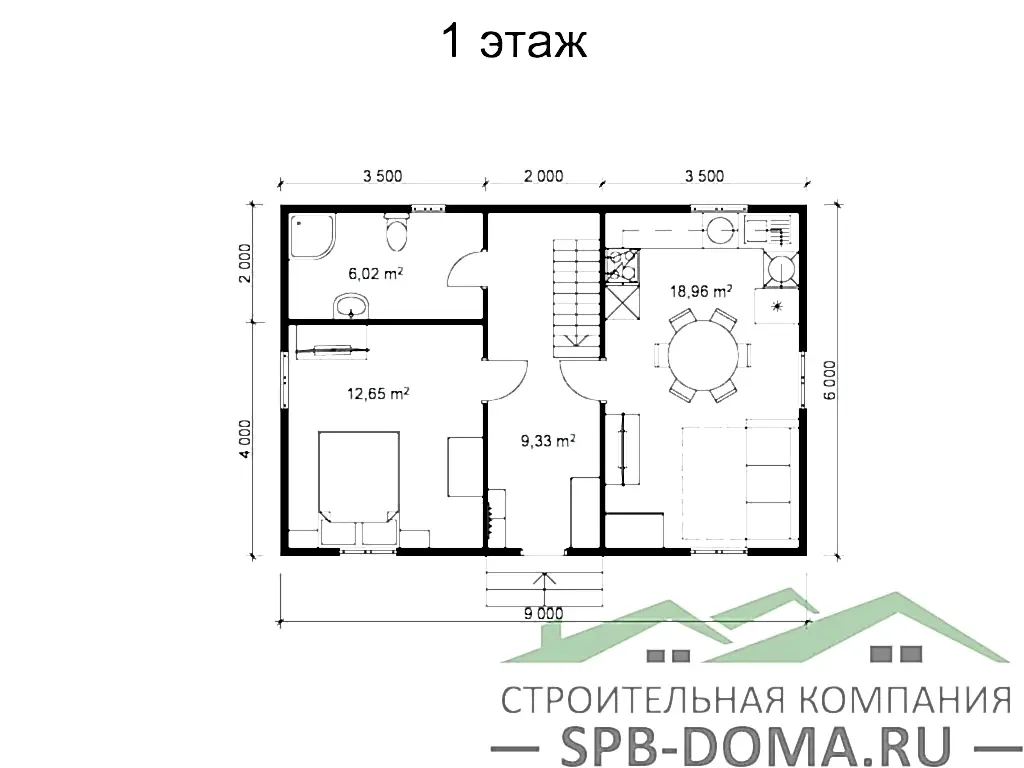 Каркасный дом 6х9 м «Лебяжье» Каркасный дом 6х9 м «Лебяжье»