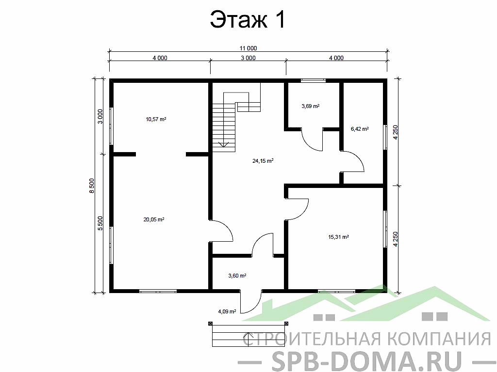 Каркасный дом 8,5х11 м «Таменгонт»