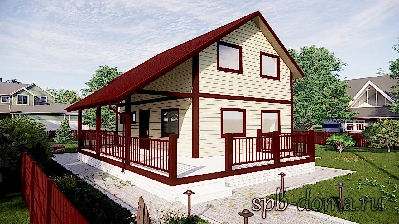 Каркасный дом 7х9 м «Рощино»