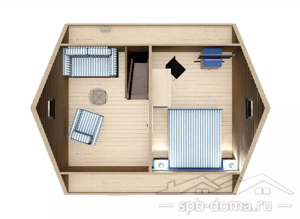 Сруб дома из профилированного бруса 6х6 м «Колтуши»