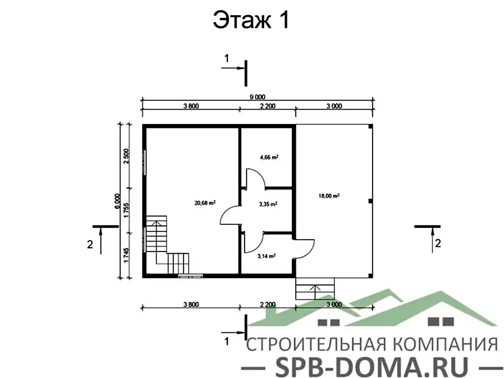 Сруб дома из профилированного бруса 6х9 м «Брусничное» Сруб дома из профилированного бруса 6х9 м «Брусничное»