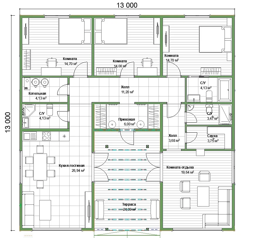 Каркасный дом 13х13 м «Игра» Каркасный дом 13х13 м «Игра»