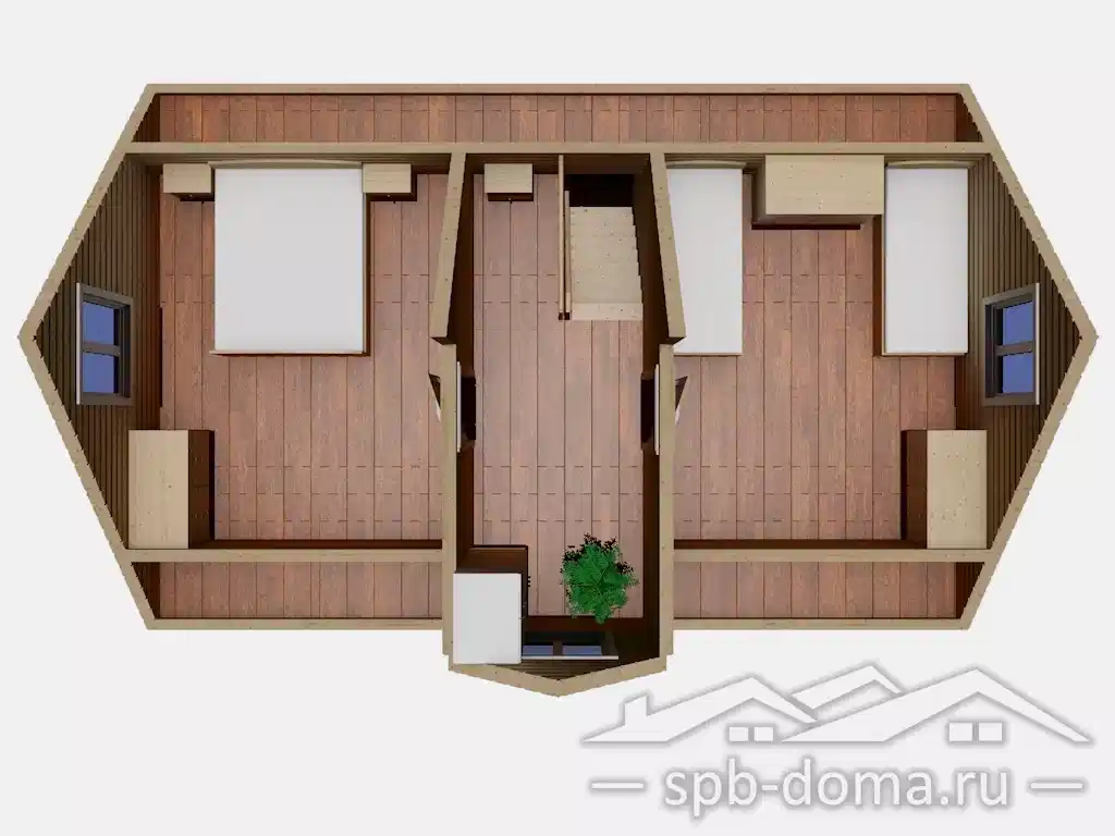 Проект дома из профилированного бруса 6,0 х 9,0 м «Лебяжье»