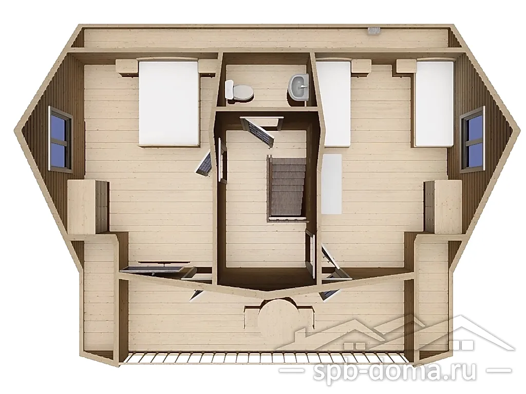 Сруб дома из профилированного бруса 8х9 м «Коммунар»