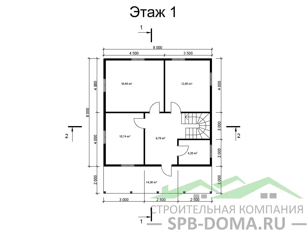 Проект дома из профилированного бруса 8,0 х 8,0 м «Копорье» Проект дома из профилированного бруса 8,0 х 8,0 м «Копорье»