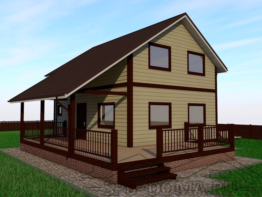 Сруб дома из профилированного бруса 7х9 м «Рощино»