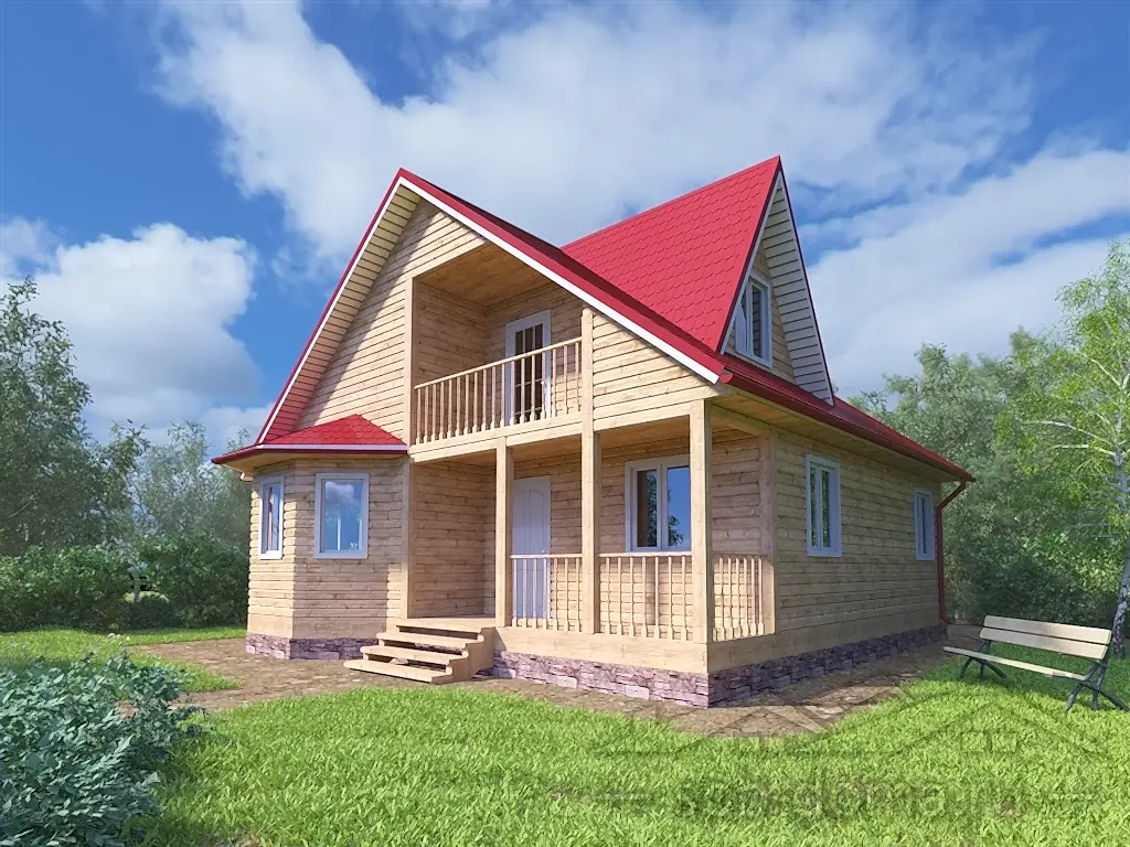 Проект дома из профилированного бруса 9,5 х 10,0 м «Киварин ручей»