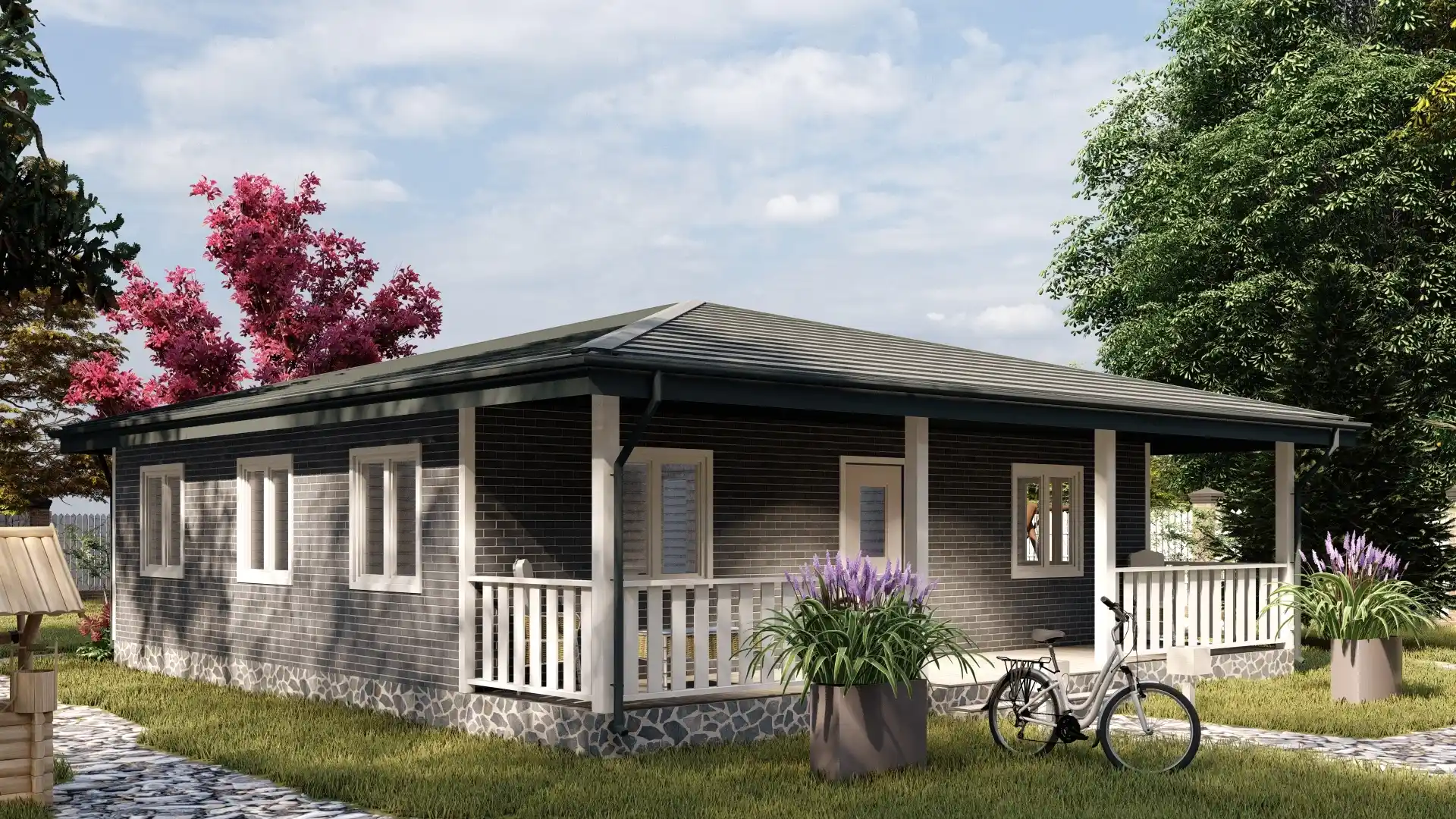 Каркасный дом 8,5х10 м «Зеленый холм»