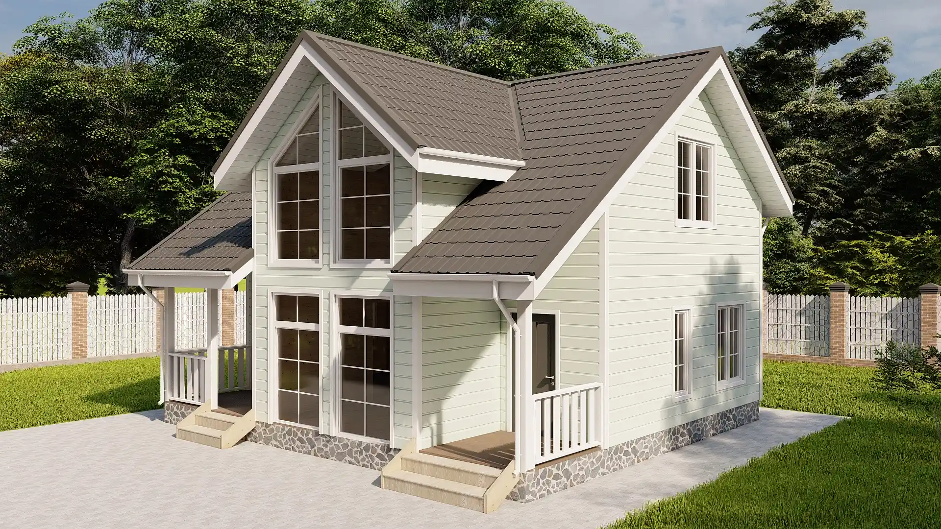 Каркасный дом 8х9 м «Орехово-2»