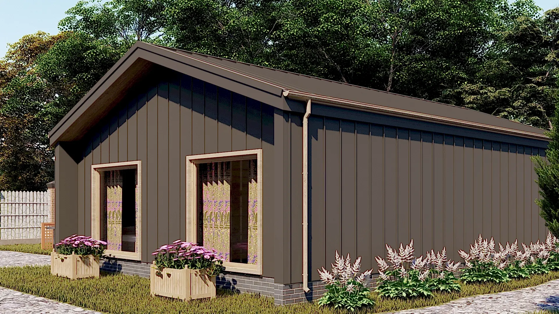 Каркасный дом 8х12,5 м «Стеклянный»